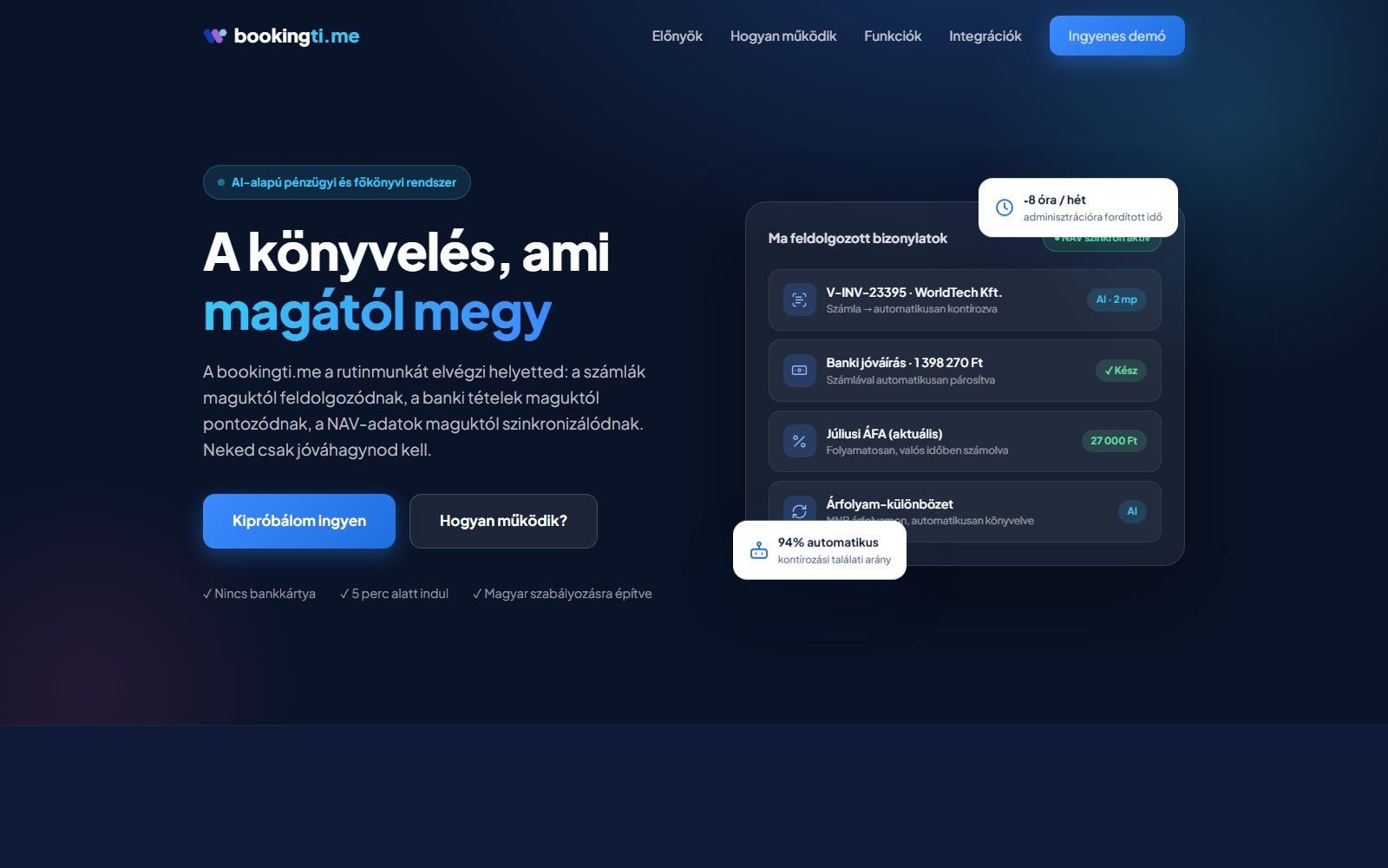 Screenshot of the bookingti.me AI accounting platform