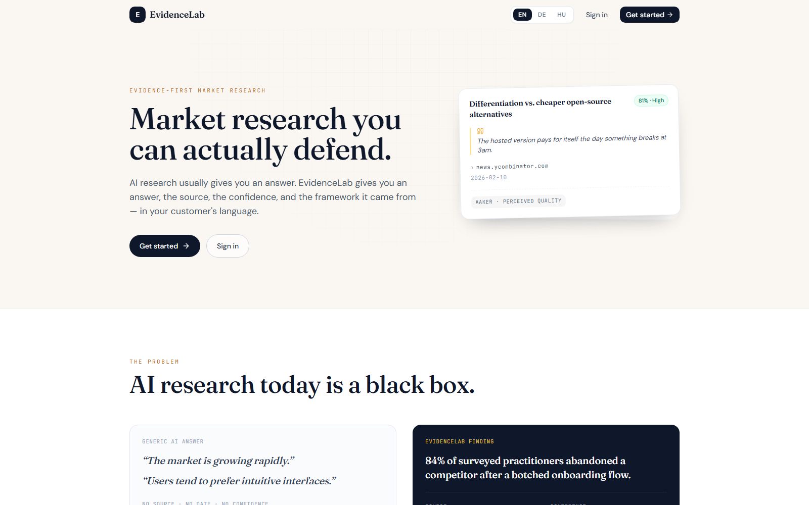 Screenshot of the researchti.me market research platform